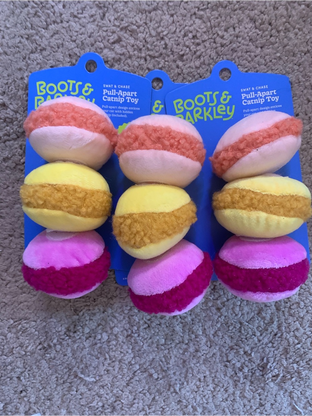 3 packs - Boots & Barkley Trio Plush Pull-Apart Catnip Macarons